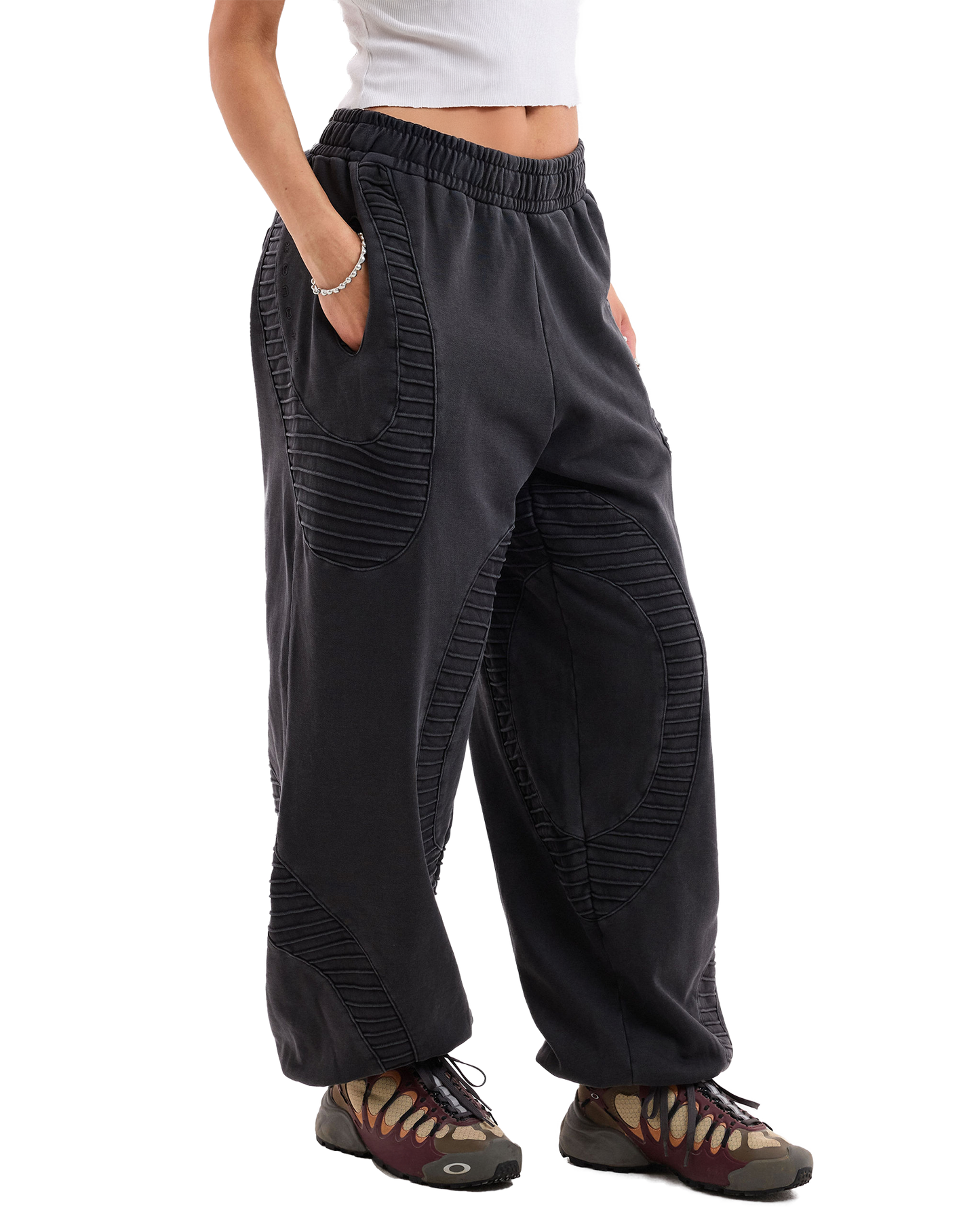 TEXTURED TRACKIES - Charcoal