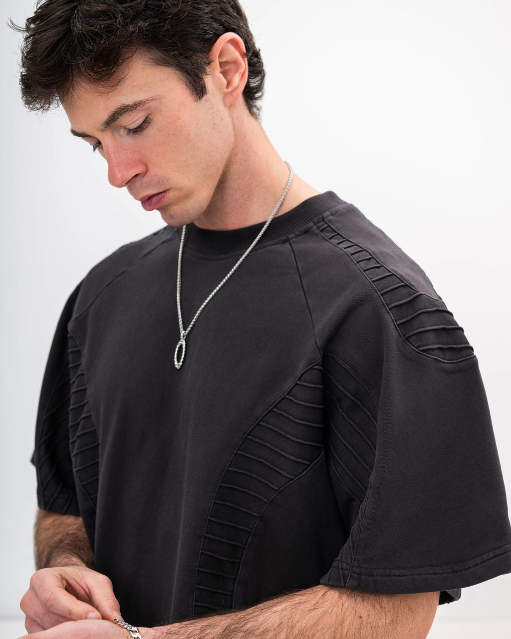 TEXTURED TEE - Charcoal