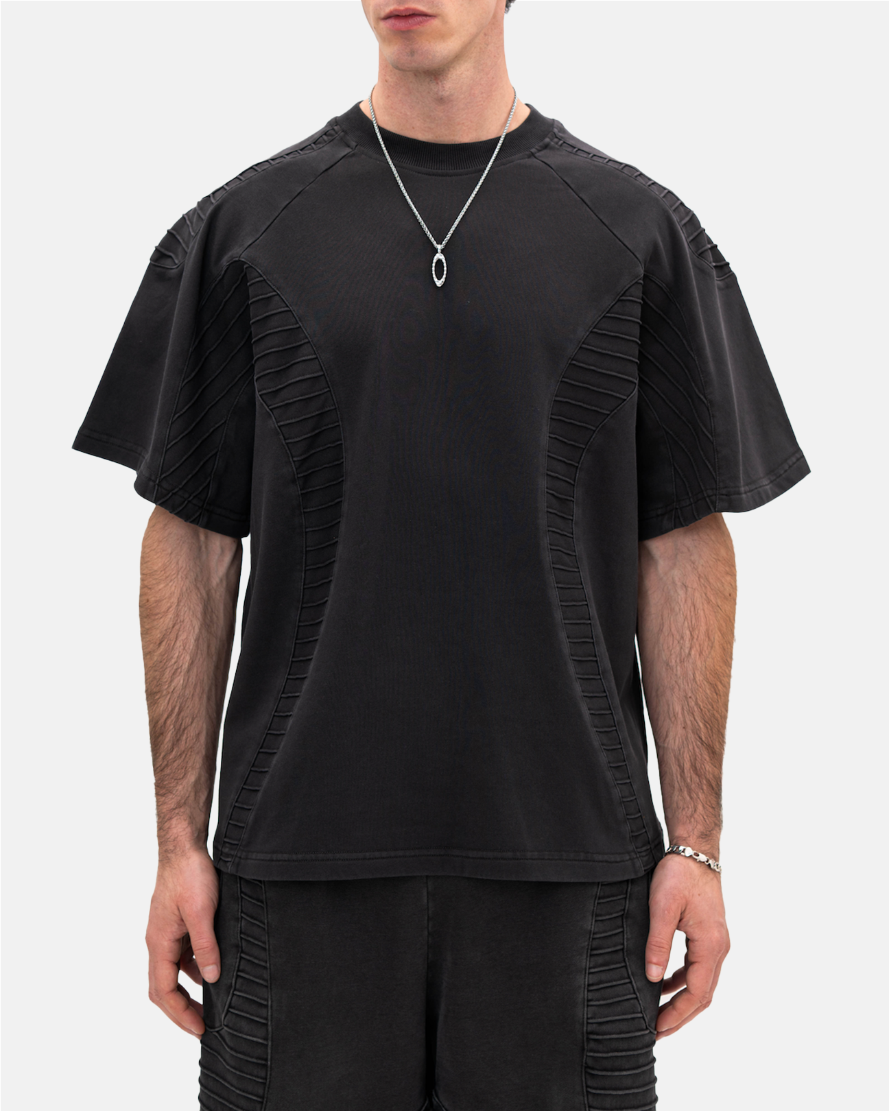 TEXTURED TEE - Charcoal