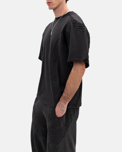 TEXTURED TEE - Charcoal